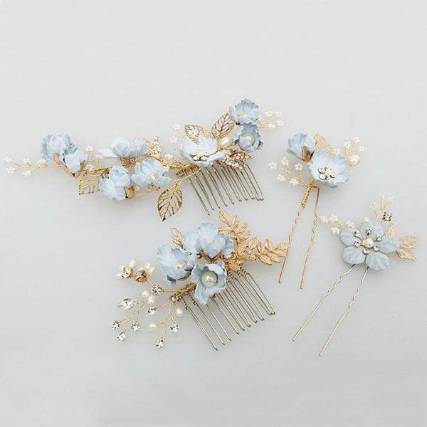 4 pcs wedding hair comb&hair pin blue flower gold leaf hair clip decorative bridal barrette bridesmaid jewelry bijoux de cheveux, Golden;white
4 pcs wedding hair comb&hair pin blue flower gold leaf hair clip decorative bridal barrette bridesmaid jewelry bijoux de cheveux, Golden;white