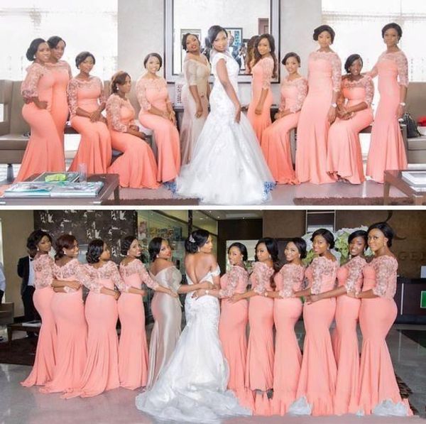 2019 nigerian african plus size bridesmaid dresses coral half long sleeves lace sweep train maid of honor evening occasion gowns cheap, White;pink
2019 nigerian african plus size bridesmaid dresses coral half long sleeves lace sweep train maid of honor evening occasion gowns cheap, White;pink