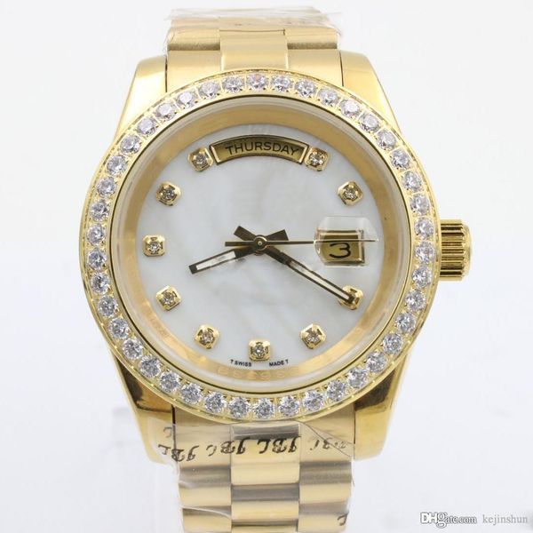 2020 luxury mens watch day date diamond bezel shell dial automatic movement mechanical sapphire glass gold stainless steel men watches, Slivery;brown
2020 luxury mens watch day date diamond bezel shell dial automatic movement mechanical sapphire glass gold stainless steel men watches, Slivery;brown
