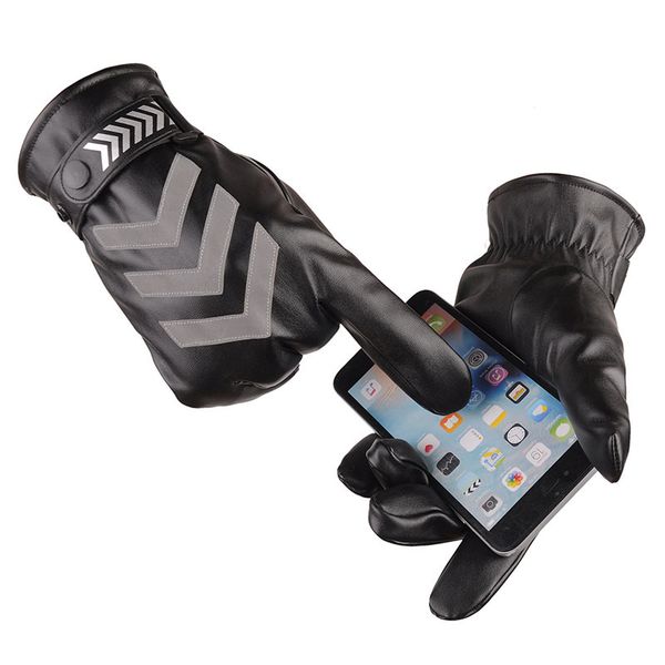 waterproof evening driving reflective stripe keep warm leather gloves cool outdoor screen touch glove, Blue;gray 
waterproof evening driving reflective stripe keep warm leather gloves cool outdoor screen touch glove, Blue;gray