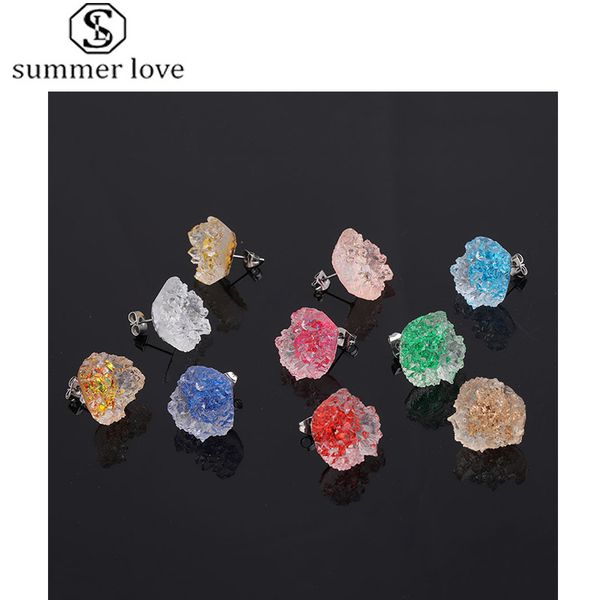 new irregular crystal cluster flower resin mold crystal colorful resin druzy stud earring for women girls valentine's day jewelry gift, Golden;silver
new irregular crystal cluster flower resin mold crystal colorful resin druzy stud earring for women girls valentine's day jewelry gift, Golden;silver