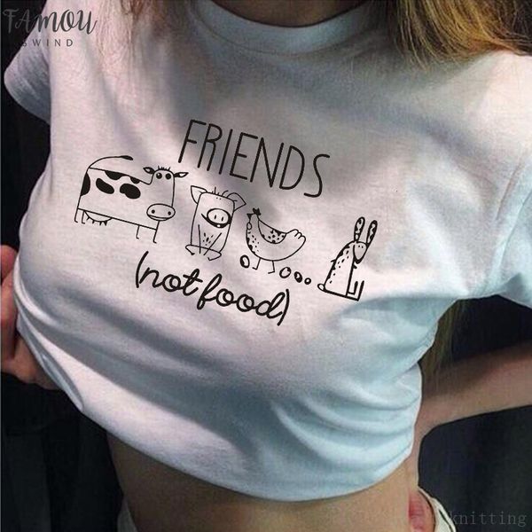 women tshirt friends not food t shirt vintage letter tshirt tee gift for vegan shirt female clothing, White
women tshirt friends not food t shirt vintage letter tshirt tee gift for vegan shirt female clothing, White