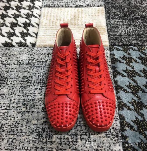 t-quality luxury red bottom red spikes sneakers wholesale,couple luxurious studded sneakers high red rivets comfort men trainers, Black
t-quality luxury red bottom red spikes sneakers wholesale,couple luxurious studded sneakers high red rivets comfort men trainers, Black