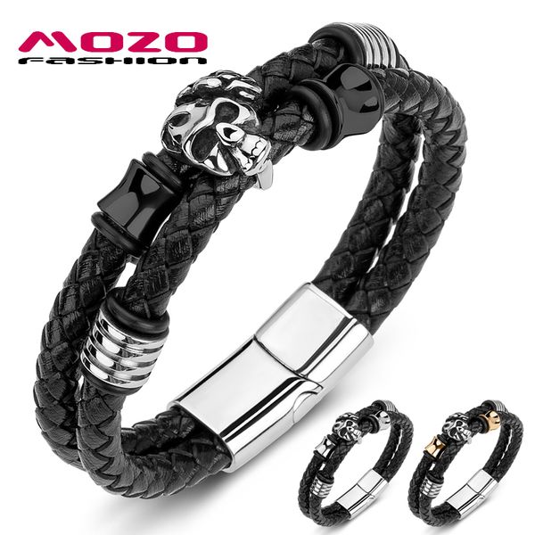 mozo fashion 2020 new men bracelet braided genuine leather stainless steel rose skull bracelet punk bangle skeleton jewelry 190, Black
mozo fashion 2020 new men bracelet braided genuine leather stainless steel rose skull bracelet punk bangle skeleton jewelry 190, Black