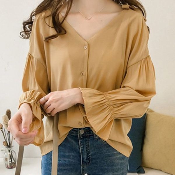 women autumn elegant off shoulder women v neck long sleeve blouse workwear shirt, White
women autumn elegant off shoulder women v neck long sleeve blouse workwear shirt, White