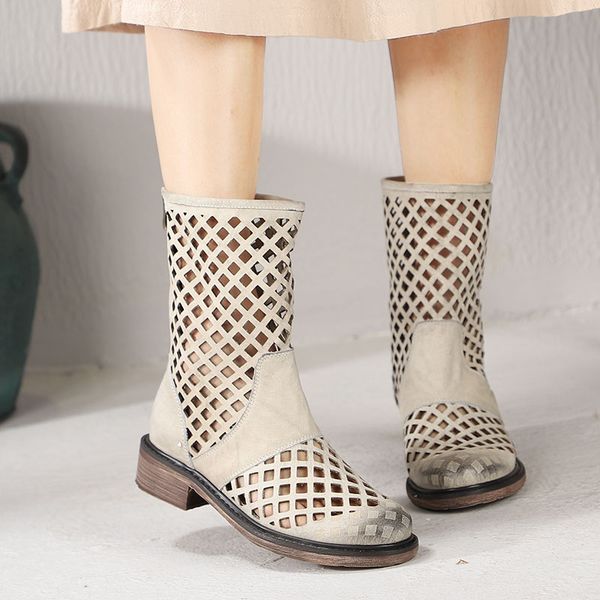 summer shoes women genuine leather boots hollow out zip round toe low female sandals boots handmade shoes sandalias, Black
summer shoes women genuine leather boots hollow out zip round toe low female sandals boots handmade shoes sandalias, Black