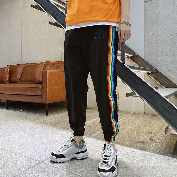 men's pants style hip hop long patchwork joggers side elastic waist striped sweat trousers, Black
men's pants style hip hop long patchwork joggers side elastic waist striped sweat trousers, Black