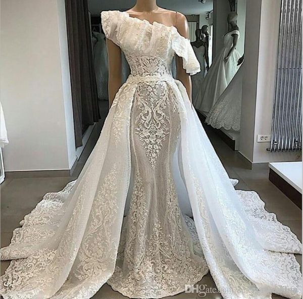 2019 mermaid wedding dresses with detachable train lace appliqued sweep train country wedding dress custom made vestidos de novia, White
2019 mermaid wedding dresses with detachable train lace appliqued sweep train country wedding dress custom made vestidos de novia, White