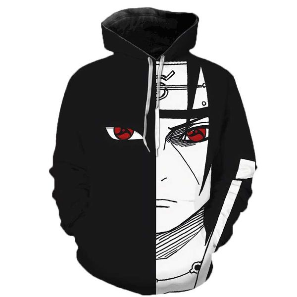 hoodie anime cosplay costume sweatshirts 3d printed sasuke kakashi oversized pullover men women fashion casual hoodies, Black