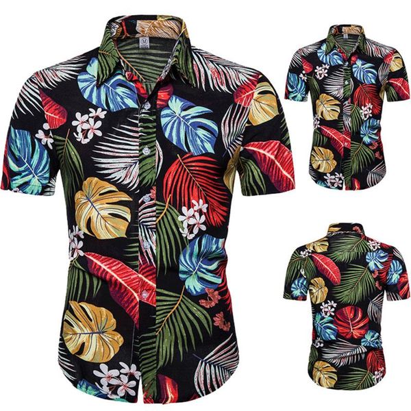 men 2020 fashion boho floral print short sleeve shirt summer casual hawaii style single breasted shirt hoilday beach d30, White;black
men 2020 fashion boho floral print short sleeve shirt summer casual hawaii style single breasted shirt hoilday beach d30, White;black