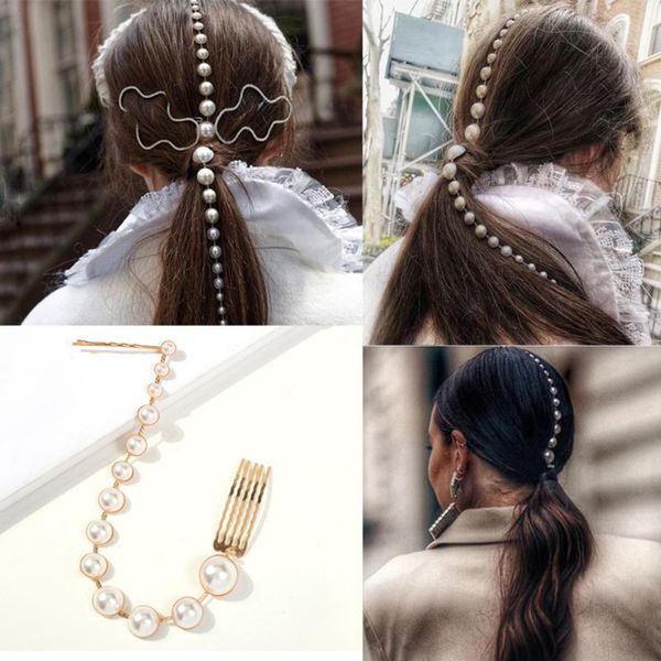 fashion women pearl hair chain long tassel chain hair clip headwear bridal wedding crystal tools party accessories, Golden;white
fashion women pearl hair chain long tassel chain hair clip headwear bridal wedding crystal tools party accessories, Golden;white