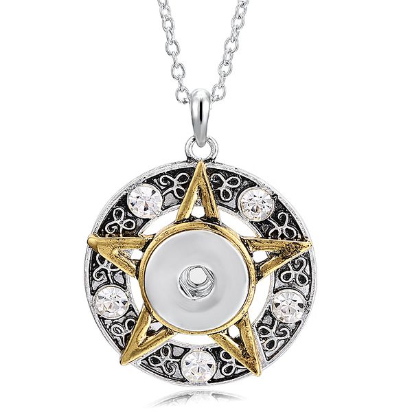 big star pendant necklace for women vintage snap necklace fit 18mm-20mm snap buttons, Silver
big star pendant necklace for women vintage snap necklace fit 18mm-20mm snap buttons, Silver