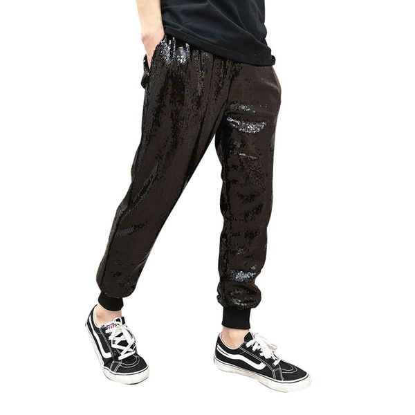 men sequins loose casual harem pant joggers sweatpants male streetwear punk gothic trousers dancer hip hop stage clothing, Black
men sequins loose casual harem pant joggers sweatpants male streetwear punk gothic trousers dancer hip hop stage clothing, Black
