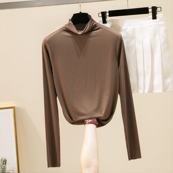 2019 modal t- shirt women's long sleeve half-high collar slim solid color base shirt all-match inner top, White
2019 modal t- shirt women's long sleeve half-high collar slim solid color base shirt all-match inner top, White