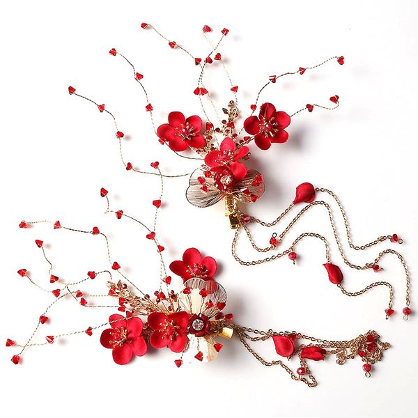 ancient chinese wedding bride noiva headdress red flower crystal long tassel hairpins clips women girl hanfu dress hair jewelry, Golden;white
ancient chinese wedding bride noiva headdress red flower crystal long tassel hairpins clips women girl hanfu dress hair jewelry, Golden;white