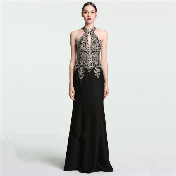 new black chiffon sheath prom dresses custom halter floor length evening dresses beads crystals sheath party gowns robe de mariée
new black chiffon sheath prom dresses custom halter floor length evening dresses beads crystals sheath party gowns robe de mariée