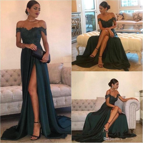 Dark Green 2019 Cheap Evening Dresses A Line Chiffon Off Shoulder Floor-Length High Side Split Lace Elegant Long Prom Dress Formal Dress
Dark Green 2019 Cheap Evening Dresses A Line Chiffon Off Shoulder Floor-Length High Side Split Lace Elegant Long Prom Dress Formal Dress