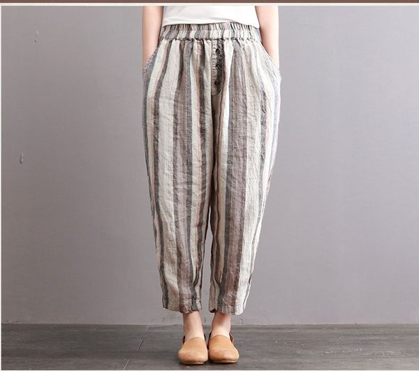 designer womens harem pants mid waist striped print elastic waist loose pants spring summer fashion women pants, Black;white
designer womens harem pants mid waist striped print elastic waist loose pants spring summer fashion women pants, Black;white