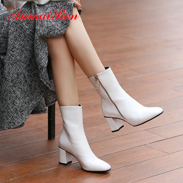 anmairon 2020 patent leather shoes woman basic square heel round toe high heel boots short plush ankle boots for women 34-42, Black
anmairon 2020 patent leather shoes woman basic square heel round toe high heel boots short plush ankle boots for women 34-42, Black