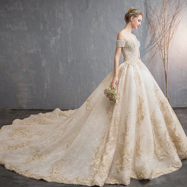 bateau neck wedding ball gown off-the-shoulder sleeve wedding gowns 2019 dress bridal with pearl beading lace applique bridal dress boho, White
bateau neck wedding ball gown off-the-shoulder sleeve wedding gowns 2019 dress bridal with pearl beading lace applique bridal dress boho, White