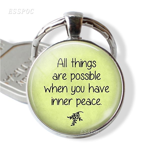 inspirational quotes " all things are possible when you have inner peace " glass cabochon keychain metal keyring fashion jewelry, Silver
inspirational quotes " all things are possible when you have inner peace " glass cabochon keychain metal keyring fashion jewelry, Silver