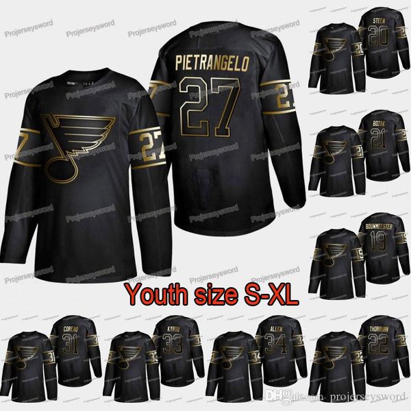 Youth St. Louis Blues Alex Pietrangelo 2019 Golden Edition Jersey Chris Thorburn Alexander Steen Bernie Federko Jared Coreau Jake Allen
Youth St. Louis Blues Alex Pietrangelo 2019 Golden Edition Jersey Chris Thorburn Alexander Steen Bernie Federko Jared Coreau Jake Allen