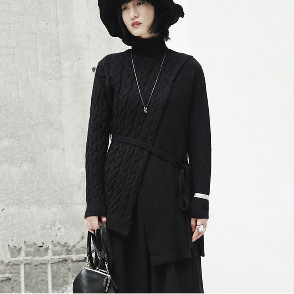tvvovvin 2019 new autumn winter high collar long sleeve black loose irregular knitting bandage sweater women fashion tide d145, White;black
tvvovvin 2019 new autumn winter high collar long sleeve black loose irregular knitting bandage sweater women fashion tide d145, White;black