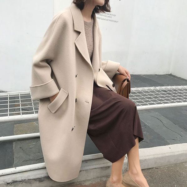 2019 new woman wool coat winter jacket women slim woolen long cashmere woolen coats cardigan elegant blend z6135, Black
2019 new woman wool coat winter jacket women slim woolen long cashmere woolen coats cardigan elegant blend z6135, Black
