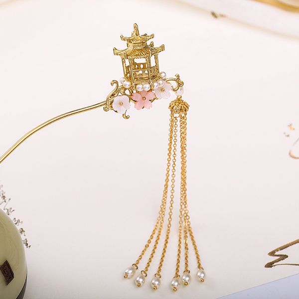 gold color pavilion flowers decorated tassels hair sticks chinese style hairpin women girl hair jewelry accessories xh, Golden;white
gold color pavilion flowers decorated tassels hair sticks chinese style hairpin women girl hair jewelry accessories xh, Golden;white
