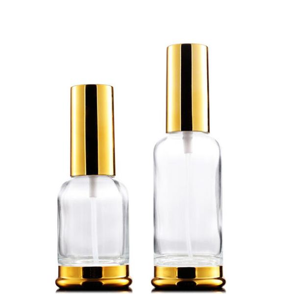 high-grade refillable 30ml 50ml transparent spray pump glass perfume bottles with gold cap cosmetic serum glass bottles in stock
high-grade refillable 30ml 50ml transparent spray pump glass perfume bottles with gold cap cosmetic serum glass bottles in stock