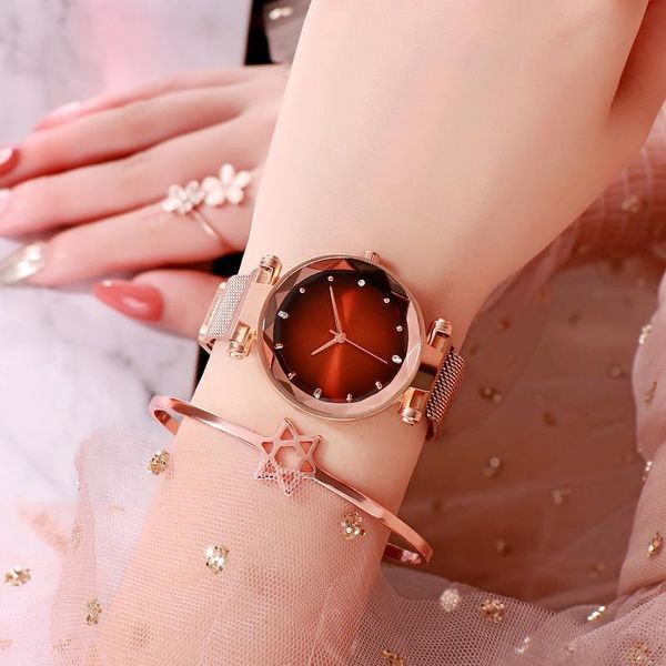 ladies watch star sky diamond dial women bracelet watches magnetic stainless steel mesh wristwatches, Slivery;brown
ladies watch star sky diamond dial women bracelet watches magnetic stainless steel mesh wristwatches, Slivery;brown