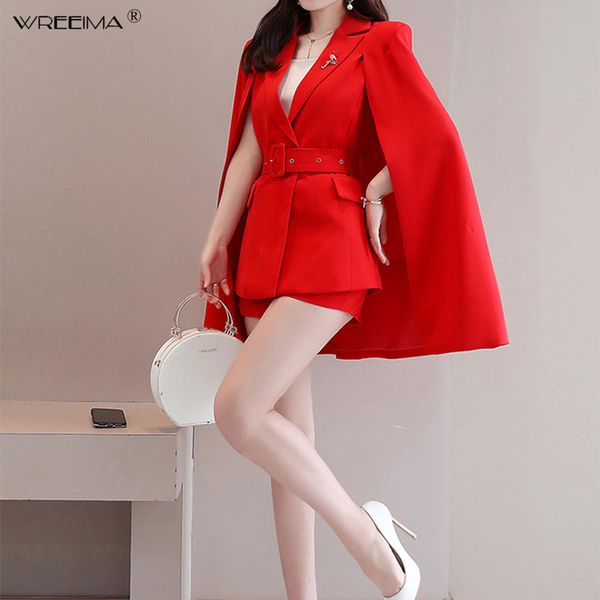 women casual set notched collar cloak blazer and high waist short pant fashion office outfits slim cape fashion sets 2019 spring, White
women casual set notched collar cloak blazer and high waist short pant fashion office outfits slim cape fashion sets 2019 spring, White