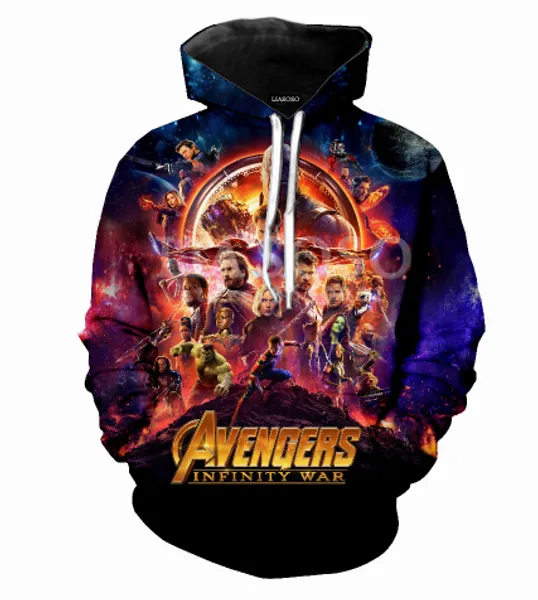 

2019 marvel avengers endgame iron man captain america 3d printed hoodies women men 3d print pullovers outerwear casual a352, Black