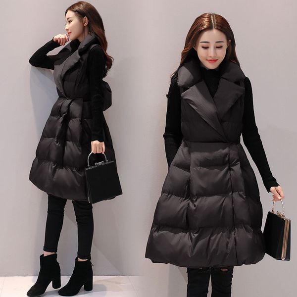 hanzangl down cotton vest women winter vest medium long fashion bow thick warm female cotton outerwear, Black;white
hanzangl down cotton vest women winter vest medium long fashion bow thick warm female cotton outerwear, Black;white