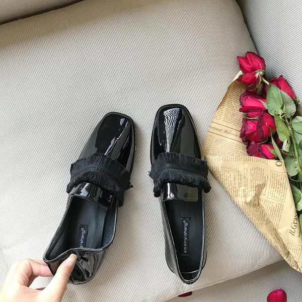 japanned leather fringe square toe moccasins soft bottom comfy woman shoes slip on fashion brief loafers korean non-slip flats, Black
japanned leather fringe square toe moccasins soft bottom comfy woman shoes slip on fashion brief loafers korean non-slip flats, Black