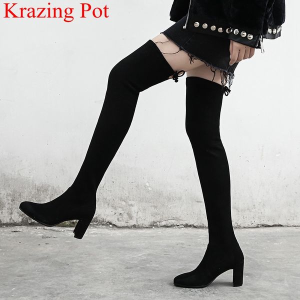 2019 superstar flock high heels over-the-knee boots elegant strech thigh high boots round toe brand solid party winter shoes l11, Black
2019 superstar flock high heels over-the-knee boots elegant strech thigh high boots round toe brand solid party winter shoes l11, Black