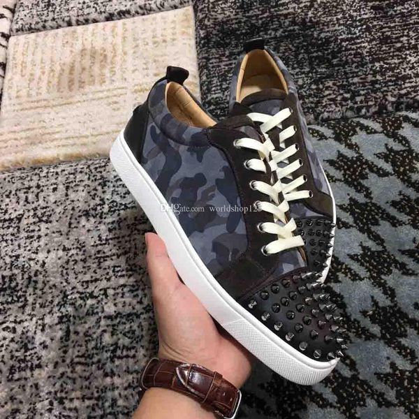 france paris man low flat junior red bottom spikes sneaker with grey camo leather sneakers shoes spiked wedding casual trainers, Black
france paris man low flat junior red bottom spikes sneaker with grey camo leather sneakers shoes spiked wedding casual trainers, Black