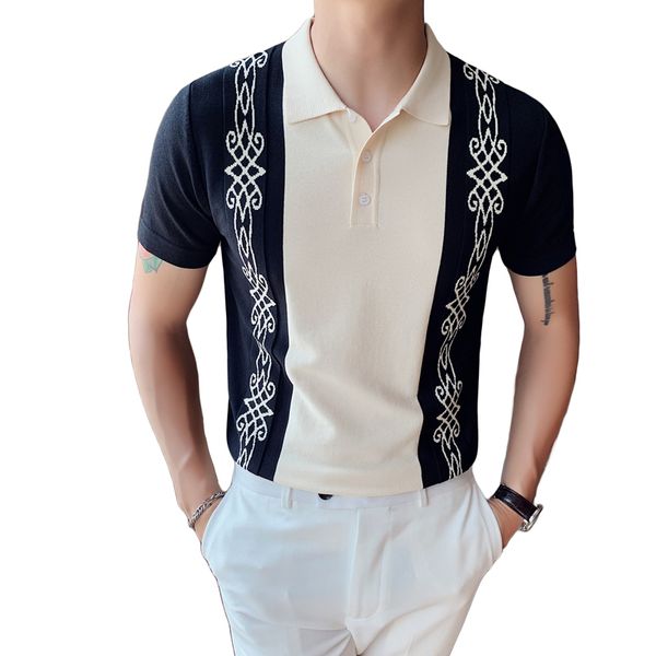 summer men's embroidered thin ice silk short-sleeved shirt british slim business lapel knitted casual bottoming shirt, White;black
summer men's embroidered thin ice silk short-sleeved shirt british slim business lapel knitted casual bottoming shirt, White;black