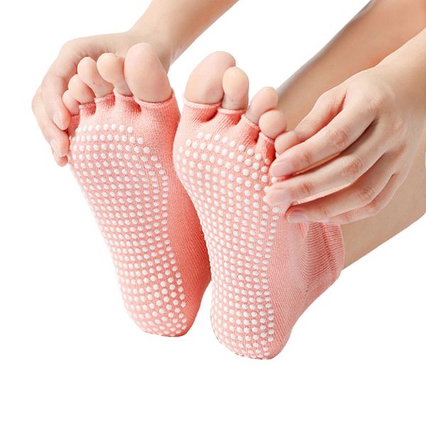 2 pair women's yoga socks cotton anti-slip silicone massage dots breathable backless five toe sports sock pilates gym fitness, Black
2 pair women's yoga socks cotton anti-slip silicone massage dots breathable backless five toe sports sock pilates gym fitness, Black