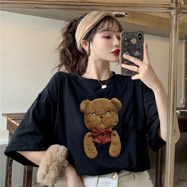 cotton 2020 short-sleeved bear stereo t-shirt female student ins super fire loose base fashion, White
cotton 2020 short-sleeved bear stereo t-shirt female student ins super fire loose base fashion, White
