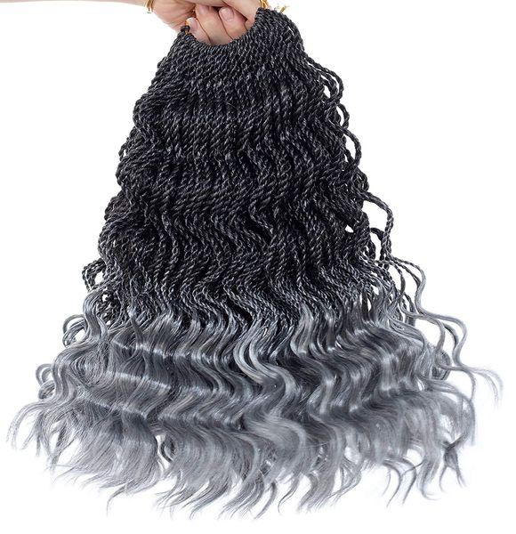 18'' wavy senegalese twist crochet hair braids wavy ends synthetic hair extensions kanekalon braiding hair havana mombo dreadlocks, Black
18'' wavy senegalese twist crochet hair braids wavy ends synthetic hair extensions kanekalon braiding hair havana mombo dreadlocks, Black