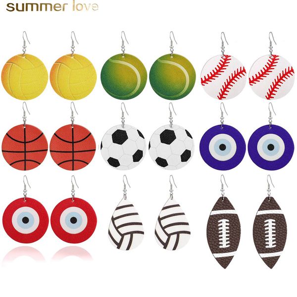 new sports round leather earrings football basketball vollyball evil blue eye light weight leather ball round dangle earring for women girl, Golden
new sports round leather earrings football basketball vollyball evil blue eye light weight leather ball round dangle earring for women girl, Golden