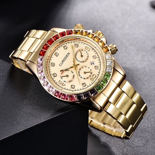 gold watches men brand fashion colorful diamond quartz wrist watch man stainless steel waterproof date sports clock, Slivery;brown
gold watches men brand fashion colorful diamond quartz wrist watch man stainless steel waterproof date sports clock, Slivery;brown