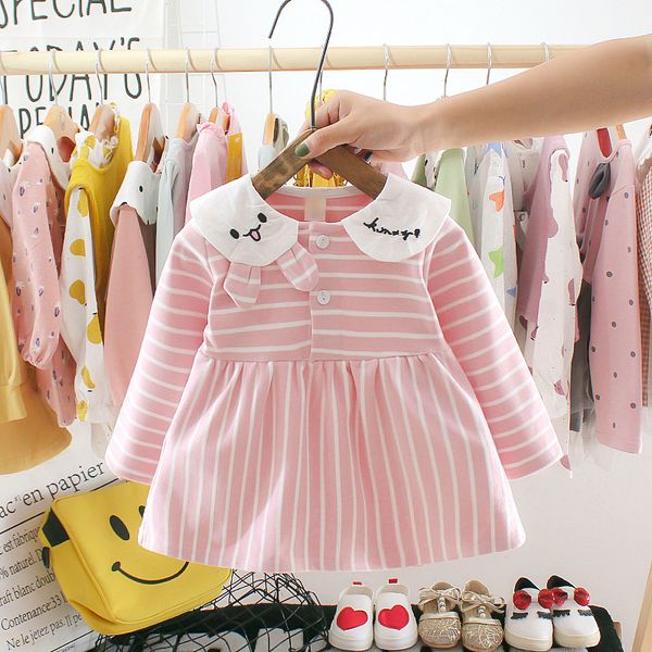 girl's dresses born baby dress girl clothing princess striped toddler for girls long sleeve 0-2y vestidos clothes, Red;yellow
