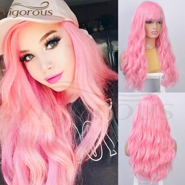 vigorous long wavy women's wig with bangs heat resistant syntetic wigs black/pink/red/brown wigs for afican american
vigorous long wavy women's wig with bangs heat resistant syntetic wigs black/pink/red/brown wigs for afican american