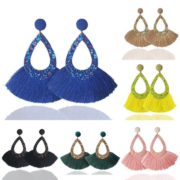 fashion paillette waterdrop fan tassel pendant earrings pu leather hollow out teardrop ear studs sequin eardrop charm earring jewelry gifts, Silver
fashion paillette waterdrop fan tassel pendant earrings pu leather hollow out teardrop ear studs sequin eardrop charm earring jewelry gifts, Silver