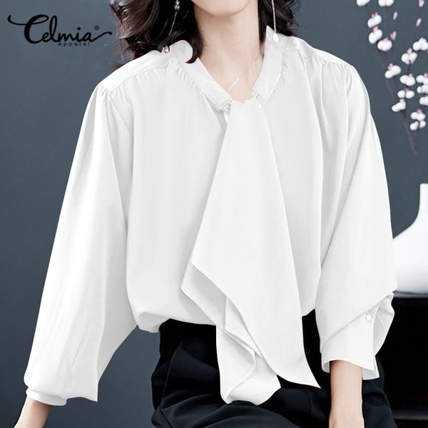 women's blouses & shirts 2021 fashion elegant celmia bow tie women autumn long sleeve casual loose solid party work blusas female, White
women's blouses & shirts 2021 fashion elegant celmia bow tie women autumn long sleeve casual loose solid party work blusas female, White