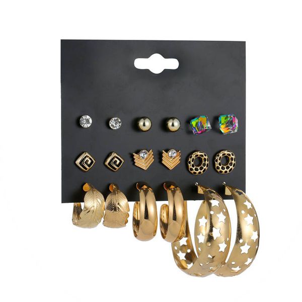 9pairs/lot vintage hoop earrings set for women gold color rhinestone rainbow glass stone leaves hollow star loop earring gifts, Golden
9pairs/lot vintage hoop earrings set for women gold color rhinestone rainbow glass stone leaves hollow star loop earring gifts, Golden