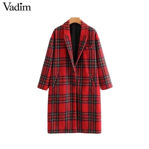 vadim women red plaid long woolen coat thick warm winter checkered long sleeve turn down collar loose straight ca213, Black
vadim women red plaid long woolen coat thick warm winter checkered long sleeve turn down collar loose straight ca213, Black