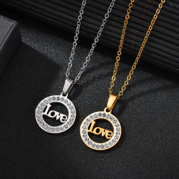 creative new couple accessories two color circle inlaid zircon love titanium steel necklace exquisite pendant, Silver
creative new couple accessories two color circle inlaid zircon love titanium steel necklace exquisite pendant, Silver
